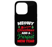 Meowy Christmas and Purfecr Mew Year Funny Cat Xmas Carcasa para iPhone 13 Pro