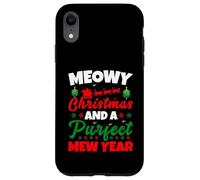 Meowy Christmas and Purfecr Mew Year Funny Cat Xmas Carcasa para iPhone XR