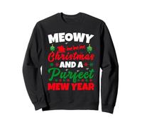 Meowy Christmas and Purfecr Mew Year Funny Cat Xmas Sudadera