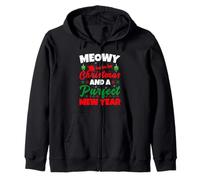 Meowy Christmas and Purfecr Mew Year Funny Cat Xmas Sudadera con Capucha