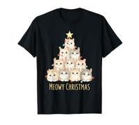 Meowy Christmas Cat Christmas Tree Funny Catmas Xmas Camiseta
