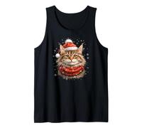 Meowy Christmas Funny Santa Cat Kitten Lovers Pajama Camiseta sin Mangas
