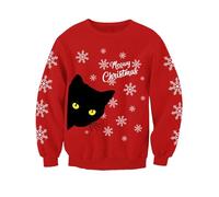 Meowy Christmas - Sudadera de Navidad para niños con diseño de gato, rosso, 9- 11 Años