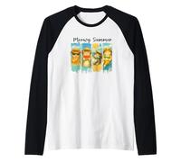 Meowy Summer Vibes Gatos disfrutando del sol Camiseta Manga Raglan