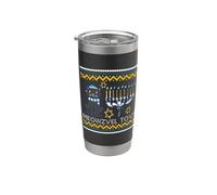 Meowzel Tov Hanukkah Suéter feo de Navidad con diseño de gato, mamá y papá Vaso térmico de acero inoxidable de doble pared