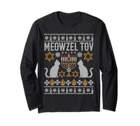 Meowzel Tov Mazel Tov Gato Feo Navidad Feliz Hanukkah Manga Larga