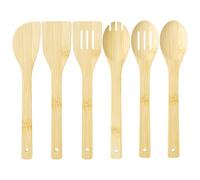 MeoZynxadril 6 Piezas Utensilios de Cocina, Utensilios de Bambú, Espátula de Madera, Cucharones para Sartenes Antiadherentes