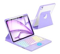 MePadKey Funda con teclado táctil para iPad Air de 11 pulgadas M3 2025/M2 2024 7ª/6ª generación, cubierta de rotación de 360 grados con teclado inalámbrico retroiluminado desmontable para Air de 10.9