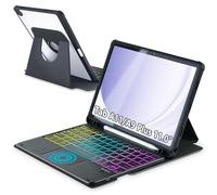 MePadKey - Funda con teclado táctil para Samsung Galaxy Tab A9 Plus 11" SM-X210/X215/X216, rotación de 360 grados con retroiluminación en color, teclado magnético extraíble para tablet A9+ (negro)