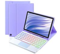 MePadKey Funda con teclado Trackpad para Amazon Fire HD 10/10 Plus de 10.1 pulgadas 2021/2023 (11/13ª generación), teclado recargable con retroiluminación de 7 colores con cubierta multiángulo para