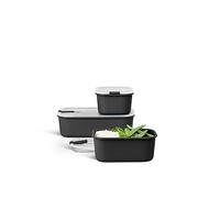 Mepal - Caja de comida fresca EasyClip 3-Partes - Caja de almacenamiento con tapa y cierre de clic - Apto para el microondas, el horno y el congelador - 2 x 700 ml + 1500 ml - Nordic black