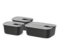 Mepal - Caja de comida fresca EasyClip 3 piezas - Caja de almacenamiento con tapa y cierre deslizante - Apto para microondas, vaporera, frigorífico y congelador - 2x 450 + 1000 ml - Nordic black