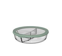 Mepal - Cuenco Bento de Vidrio con 3 compartimentos Cirqula - Recipiente Hermético para Alimentos - Resistente al Calor Hasta 550 °C - Apto para Horno y Microondas - 250+250+500 ml - Nordic sage