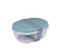 Mepal - Ensaladera Ellipse - Fiambrera para Ensaladas con Varios Compartimentos - Bento Box para Ensaladas sobre la Marcha - Comida Sana y Estilo de Vida - 1300 ml + 600 ml - Nordic Green