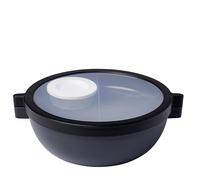 Mepal - Fiambrera bento básica Vita - Fiambrera con compartimentos - Recipiente para aliño y bandeja - Bento box - Bol para ensaladas - 1500 ml - Nordic black