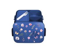 Mepal Fiambrera Bento Take a Break, personalizable, con flores, fiambrera con compartimentos, para adultos, fiambrera con nombre, juego de fiambrera mediana, color azul oscuro