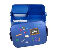 Mepal Fiambrera Bento Take a Break personalizada ABC, fiambrera con compartimentos, fiambrera con nombre, caja de bento para regalo, talla grande, azul oscuro