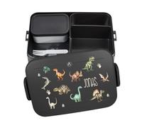 Mepal Fiambrera Bento Take a Break personalizada, fiambrera con compartimentos, fiambrera con nombre, caja de almuerzo con nombre, juego de caja bunter estampado de dinosaurios, grande, negro