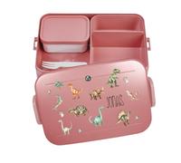 Mepal Fiambrera Bento Take a Break personalizada, fiambrera con compartimentos, fiambrera con nombre, caja de almuerzo con nombre, juego de caja de bento, diseño de dinosaurios, grande, rojo