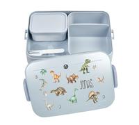 Mepal Fiambrera Bento Take a Break personalizada, fiambrera con compartimentos, fiambrera con nombre, caja de almuerzo con nombre, juego de caja bunter estampado de dinosaurios, grande, azul claro