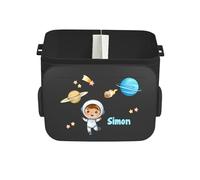 Mepal Fiambrera Bento Take a Break personalizada, fiambrera con compartimentos, fiambrera con nombre, caja de almuerzo con nombre, juego de caja de bento, diseño de astronauta, grande, negro