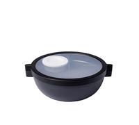 Mepal - Fiambrera bento Vita - Fiambrera con compartimentos - Recipiente adicional con tapa, recipiente para aliño y bandeja - Bento box - Bol para ensaladas - Nordic black