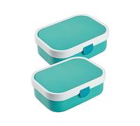 Mepal Fiambrera Campus con inserto bento y tenedor 700 ml, fiambreras de plástico con cierre de clip, juego de 2 unidades, ABS, 17,8 x 13,2 x 6,1 cm, turquesa y turquesa