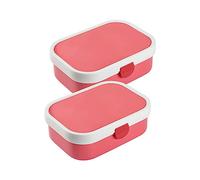 Mepal Fiambrera Campus con inserto bento y tenedor, 700 ml, fiambreras de plástico con cierre de clip, juego de 2 unidades, ABS, 17,8 x 13,2 x 6,1 cm, rosa y rosa