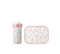 Mepal - Fiambrera Campus - Fiambrera para Niños con Vaso Escolar y Fiambrera - Fiambrera & Botella para Llevar - Apta para Lavavajillas y sin BPA - 300 ml + 750 ml - Flowers & Butterflies
