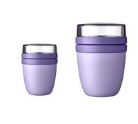 Mepal - Fiambrera Ellipse Duo Pack - Vivid Lilac - Mini + Grande - Práctica taza de cereales, yogur, taza para llevar - Apto para congelador, microondas y lavavajillas