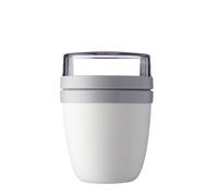 Mepal - Fiambrera Ellipse - Práctico Vaso para Yogur y Muesli - Compartimentos separados para Porta Alimentos - Apto para Congelador, Microondas y Lavavajillas - 500 ml + 200 ml - White