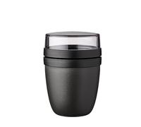 Mepal - Fiambrera Ellipse - Práctico Vaso para Yogur y Muesli - Compartimentos separados para Porta Alimentos - Apto para Congelador, Microondas y Lavavajillas - 500 ml + 200 ml - Nordic Black