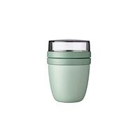 Mepal - Fiambrera Ellipse - Práctico Vaso para Yogur y Muesli - Compartimentos separados para Porta Alimentos - Apto para Congelador, Microondas y Lavavajillas - 500 ml + 200 ml - Nordic Sage