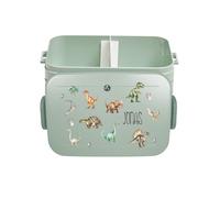 Mepal Fiambrera Take a Break con diseño de dinosaurio, fiambrera con separador, fiambrera con nombre, separador, diseño de dinosaurio, color menta