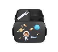 Mepal Fiambrera Take a Break personalizada, fiambrera con separador, fiambrera con nombre, separador, diseño de astronauta, grande, negro