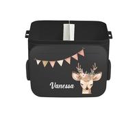 Mepal Fiambrera Take a Break personalizada para niños, fiambrera con separador, fiambrera con nombre, separador, diseño de ciervo, boho grande, negro