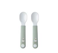 Mepal - Juego de 2 cucharas de aprendizaje - Cuchara de bebé - Cubiertos de aprendizaje - Mango corto y mango fijo - Apto para lavavajillas - Little Farm