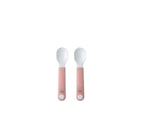 Mepal - Juego de 2 cucharas de aprendizaje - Flowers & Butterflies - Cuchara de bebé - Cubiertos de aprendizaje - Mango corto y mango fijo - Apto para lavavajillas
