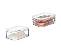 Mepal Juego de 2 recipientes herméticos para comida y queso Modula, ideal para guardar alimentos, apto para lavavajillas, color blanco