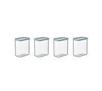 Mepal Juego de 4 recipientes de almacenamiento con tapa, recipientes rectangulares, organizadores de cocina, de plástico, herméticos, 4 x 1500 ml, verde nórdico