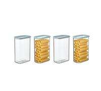 Mepal Juego de 4 tarros herméticos con tapa - Recipientes de almacenamiento de alimentos rectangulares - Organizador de cocina de plástico - Recipientes herméticos - 4 x 2000 ml - Nordic Green