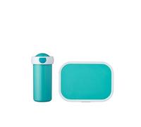 Mepal - Juego de almuerzo para niños con vaso de cierre y fiambrera - Fiambrera para la escuela o viajes - Apto para lavavajillas - Sin BPA - 300 ml + 750 ml - Turquesa