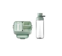 Mepal - Juego de almuerzo TAB/Vita - Fiambrera Bento Midi y Botella - Para 2 sándwiches / 4 rebanadas de pan - Botella recargable - Fiambrera para adultos con compartimentos - 1,6 l - Nordic sage