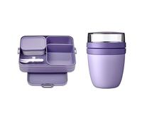 Mepal Juego de fiambrera para llevar - Incluye fiambrera - Caja grande Bento Box - Fiambrera para pequeños aperitivos y sobras - Fiambrera para adultos con compartimentos - Vivid Lila