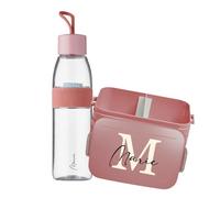 Mepal Juego de fiambrera personalizada, fiambrera Take a break con caja bento, botella de agua Ellipse 700 ml, letra inicial grande, rojo