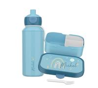 Mepal juego de fiambrera y botella de agua personalizada, fiambrera infantil con compartimentos, fiambrera y botella de agua con nombre, set de caja bento a prueba de fugas con estampado multicolor de