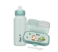Mepal Juego de fiambrera y botella personalizada, fiambrera para niños con compartimentos, fiambrera y botella de agua con nombre, caja bento a prueba de fugas, juego con estampado colorido Capybara