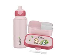 Mepal Juego de fiambrera y botella personalizada, fiambrera para niños con compartimentos, fiambrera y botella de agua con nombre, caja bento a prueba de fugas, juego con estampado colorido Capybara