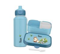 Mepal Juego de fiambrera y botella personalizada, fiambrera para niños con compartimentos, fiambrera y botella de agua con nombre, caja bento a prueba de fugas, juego con impresión colorida Capybara