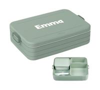 Mepal Lonchera con nombre para llevar, lonchera Bento personalizable, para 4 sándwiches u 8 rebanadas de pan, lonchera para adultos, sin BPA y apta para lavavajillas, 1500 ml, grande, salvia nórdica